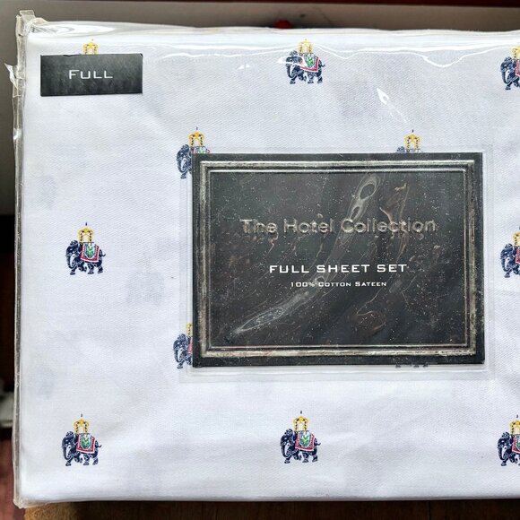 Hotel Collection Full Size Cotton ELEPHANTS Sheet Set-India Elephant Pattern